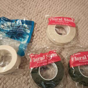 NEW lot of 9 rolls 1/2" floral tape - clear and green
